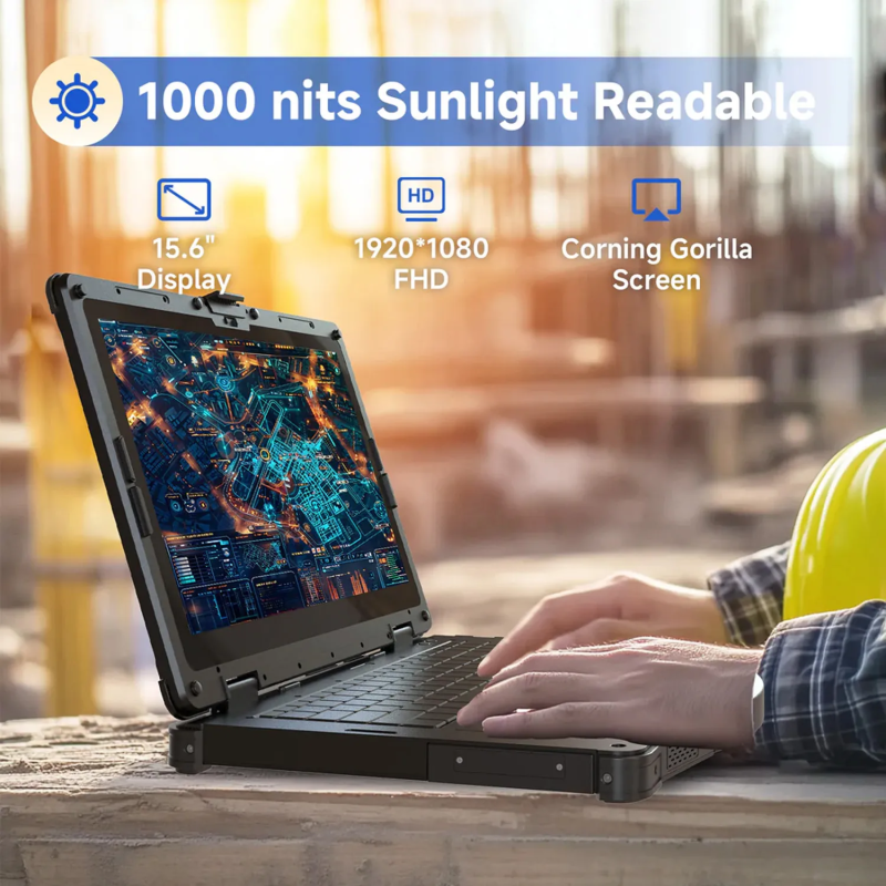 ONERugged N15T, 15inch rugged laptop, resolution 1920*1080, brightness 700nits, i5+16GB+256GB+GPS+Fingerprint, No 4G Win11 Pro w