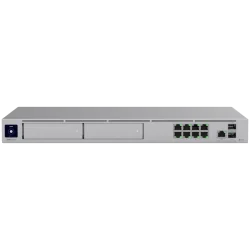 Ubiquiti rack-mount Cloud Gateway with 10 Gbps performance, multi-WAN load balancing, and two NVR drive bays designed for large-