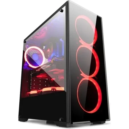 Chassis VLINE A62 , 2x3.5" HDD, 3x2.5"SSD, USB 3.0x1,USB 2.0x2,Slots 7 ,no PSU,120mm, RGB, Black - 1