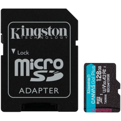 Kingston 128GB microSDXC Canvas Go Plus Gen4 200MB/s A2 U3 V30 Card + Adapter - 1