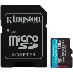 Kingston 128GB microSDXC Canvas Go Plus Gen4 200MB/s A2 U3 V30 Card + Adapter - 1