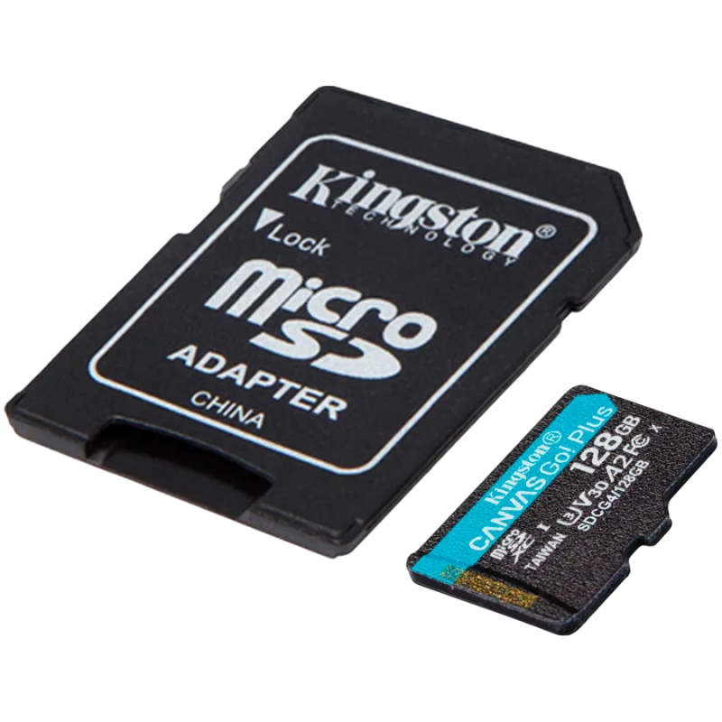 Kingston 128GB microSDXC Canvas Go Plus Gen4 200MB/s A2 U3 V30 Card + Adapter - 1
