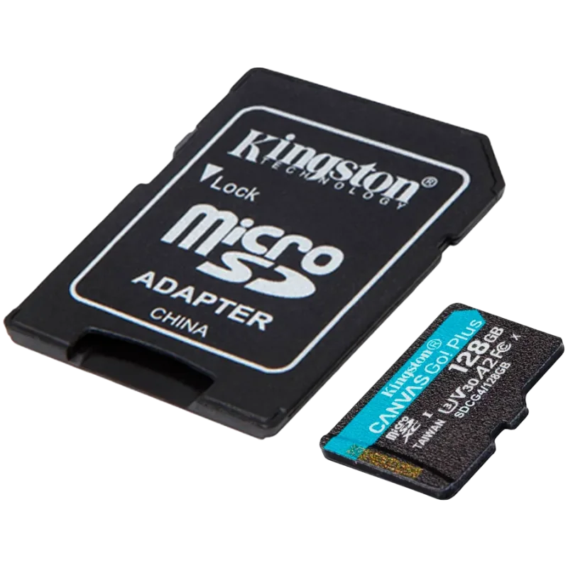 Kingston 128GB microSDXC Canvas Go Plus Gen4 200MB/s A2 U3 V30 Card + Adapter - 1