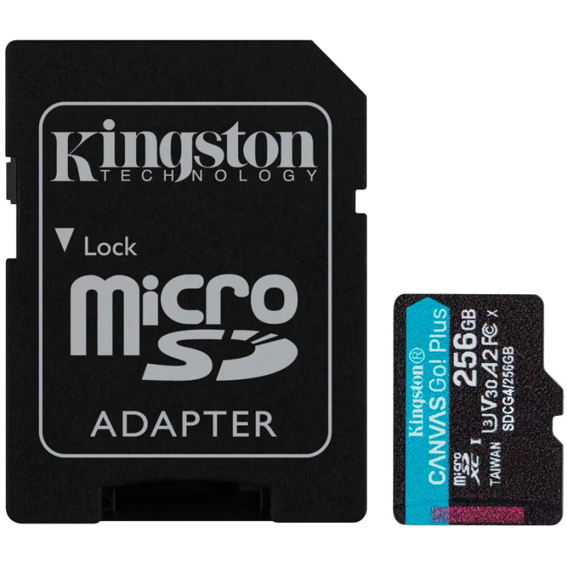 Kingston 256GB microSDXC Canvas Go Plus Gen4 200MB/s A2 U3 V30 Card + Adapter - 1