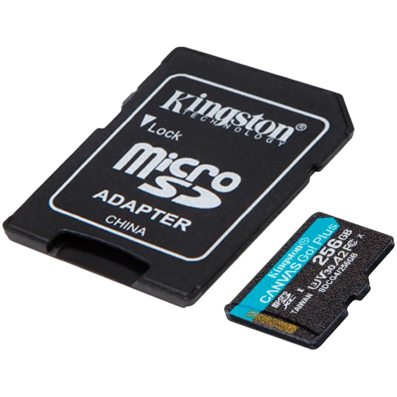 Kingston 256GB microSDXC Canvas Go Plus Gen4 200MB/s A2 U3 V30 Card + Adapter - 1