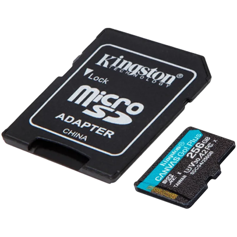 Kingston 256GB microSDXC Canvas Go Plus Gen4 200MB/s A2 U3 V30 Card + Adapter - 1