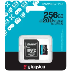 Kingston 256GB microSDXC Canvas Go Plus Gen4 200MB/s A2 U3 V30 Card + Adapter - 3