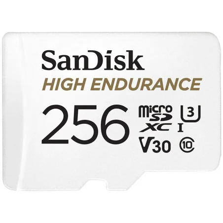 SANDISK High Endurance microSDXC 256GB + SD Adapter - for dash cams & home monitoring, up to 20,000 Hours, Full HD / 4K videos, 