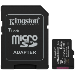 Kingston 64GB microSDXC Canvas Select Plus Gen3 100MB/s A1 Card + Adapter - 1