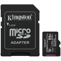 Kingston 64GB microSDXC Canvas Select Plus Gen3 100MB/s A1 Card + Adapter - 1