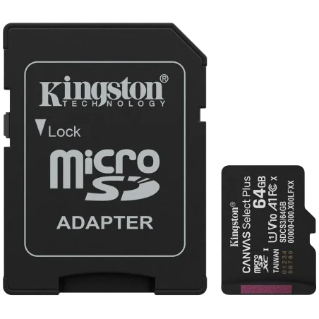 Kingston 64GB microSDXC Canvas Select Plus Gen3 100MB/s A1 Card + Adapter - 1