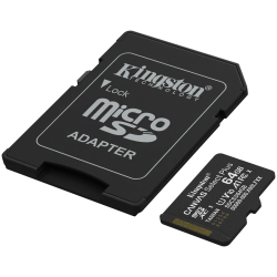 Kingston 64GB microSDXC Canvas Select Plus Gen3 100MB/s A1 Card + Adapter - 2