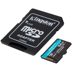 Kingston 64GB microSDXC Canvas Go Plus Gen4 200MB/s A2 U3 V30 Card + Adapter - 2