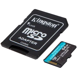 Kingston 64GB microSDXC Canvas Go Plus Gen4 200MB/s A2 U3 V30 Card + Adapter - 2