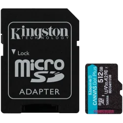 Kingston 512GB microSDXC Canvas Go Plus Gen4 200MB/s A2 U3 V30 Card + Adapter - 1