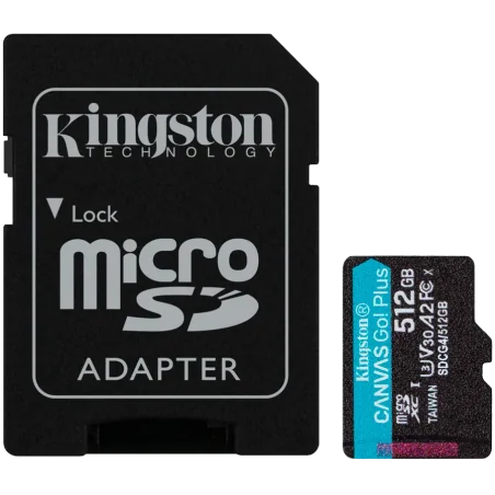 Kingston 512GB microSDXC Canvas Go Plus Gen4 200MB/s A2 U3 V30 Card + Adapter - 1