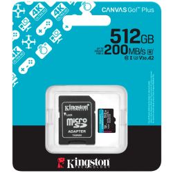 Kingston 512GB microSDXC Canvas Go Plus Gen4 200MB/s A2 U3 V30 Card + Adapter - 3
