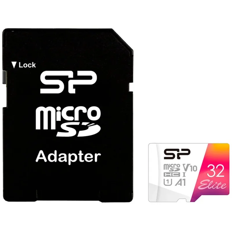 Silicon Power New Elite /class10 32GB mSD Card A1, V10, UHS-1 (U1) R/W: up to 100/30 MB/s, A1, V10, ECC function, Shock/water/x-