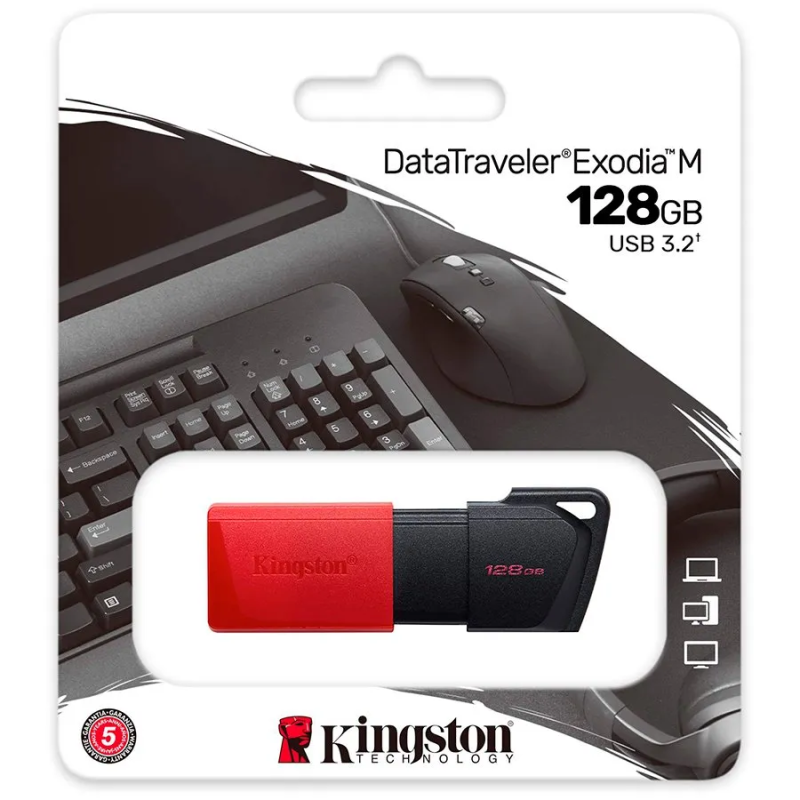 Kingston 128GB USB3.2 Gen1 DataTraveler Exodia M (Black + Red) - 1