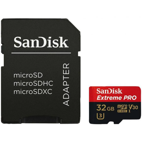 SANDISK Extreme PRO microSDHC 32GB + SD Adapter + RescuePRO Deluxe 100MB/s A1 C10 V30 UHS-I U3 - 1