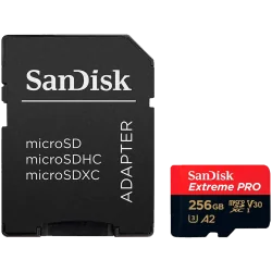 SANDISK Extreme PRO microSDXC 256GB + SD Adapter + 2 years RescuePRO Deluxe up to 200MB/s & 140MB/s Read/Write speeds A2 C10 V30