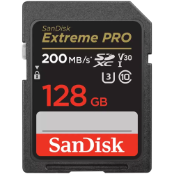 SANDISK Extreme PRO 128GB SDXC Memory Card + 2 years RescuePRO Deluxe up to 200MB/s & 90MB/s Read/Write speeds, UHS-I, Class 10,