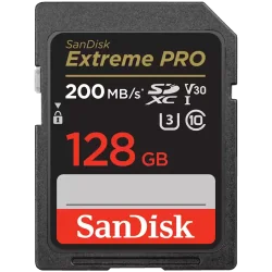 SANDISK Extreme PRO 128GB SDXC Memory Card + 2 years RescuePRO Deluxe up to 200MB/s & 90MB/s Read/Write speeds, UHS-I, Class 10,
