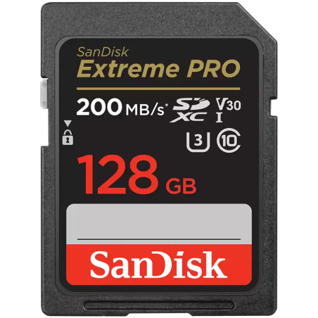 SANDISK Extreme PRO 128GB SDXC Memory Card + 2 years RescuePRO Deluxe up to 200MB/s & 90MB/s Read/Write speeds, UHS-I, Class 10,