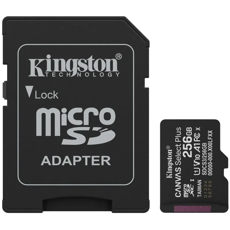 Kingston 256GB microSDXC Canvas Select Plus Gen3 150MB/s A1 Card + Adapter - 1