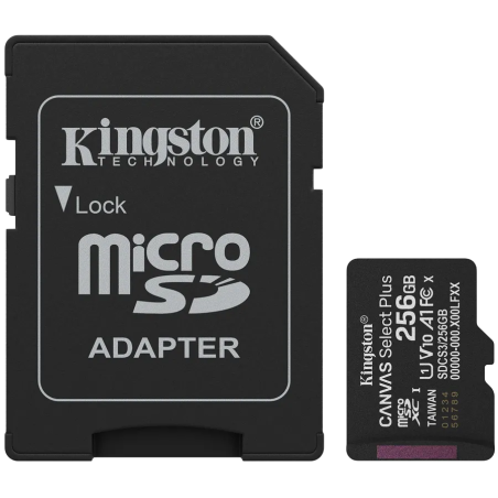 Kingston 256GB microSDXC Canvas Select Plus Gen3 150MB/s A1 Card + Adapter - 1