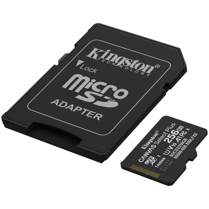 Kingston 256GB microSDXC Canvas Select Plus Gen3 150MB/s A1 Card + Adapter - 1