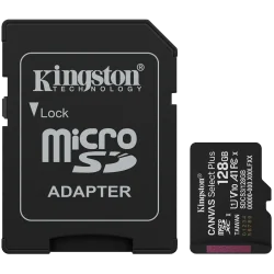 Kingston 128GB microSDXC Canvas Select Plus Gen3 150MB/s A1 Card + Adapter - 1