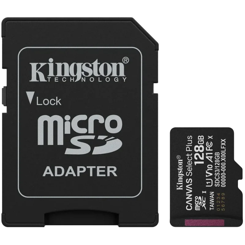 Kingston 128GB microSDXC Canvas Select Plus Gen3 150MB/s A1 Card + Adapter - 1