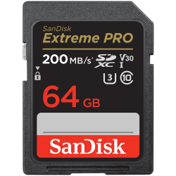 SANDISK Extreme PRO 64GB SDXC Memory Card + 2 years RescuePRO Deluxe up to 200MB/s & 90MB/s Read/Write speeds, UHS-I, Class 10, 