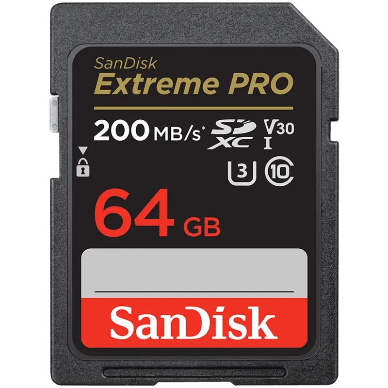 SANDISK Extreme PRO 64GB SDXC Memory Card + 2 years RescuePRO Deluxe up to 200MB/s & 90MB/s Read/Write speeds, UHS-I, Class 10, 