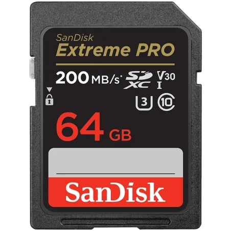 SANDISK Extreme PRO 64GB SDXC Memory Card + 2 years RescuePRO Deluxe up to 200MB/s & 90MB/s Read/Write speeds, UHS-I, Class 10, 