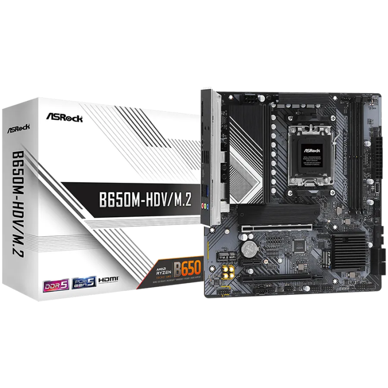 ASROCK MB Desktop B650M-HDV/M2, AM5, 2x DDR5, 2x PCIe 4.0 x16, 1x PCIe 4.0 x1, 1x Blazing M.2(PCIe Gen5x4), 1x Hyper M.2(PCIe Ge