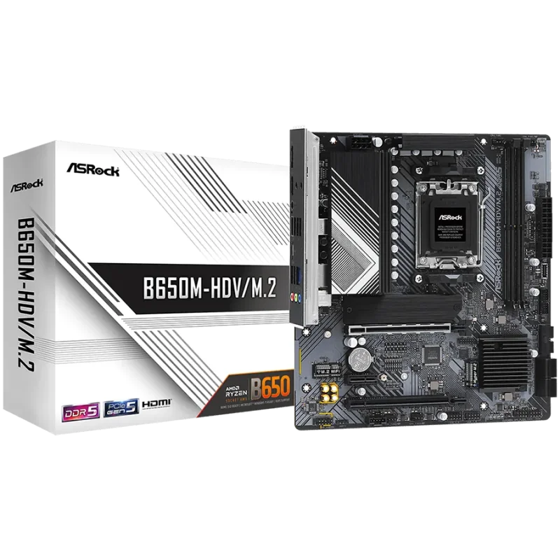 ASROCK MB Desktop B650M-HDV/M2, AM5, 2x DDR5, 2x PCIe 4.0 x16, 1x PCIe 4.0 x1, 1x Blazing M.2(PCIe Gen5x4), 1x Hyper M.2(PCIe Ge