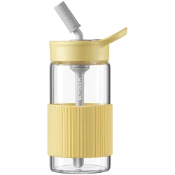 BUYDEEM Portable Glass Straw Bottle 500 ml, model CD1017, color Mellow Yellow - 1