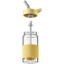 BUYDEEM Portable Glass Straw Bottle 500 ml, model CD1017, color Mellow Yellow - 2