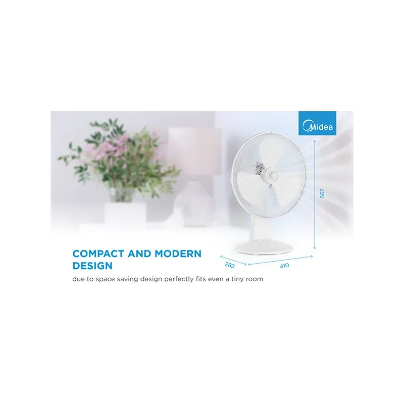 Table fan, 40W, 40cm, 3 speeds, mechanical, noise level: 50-60 dB, Oscillation 80°, Tilting +24° -12° - 1