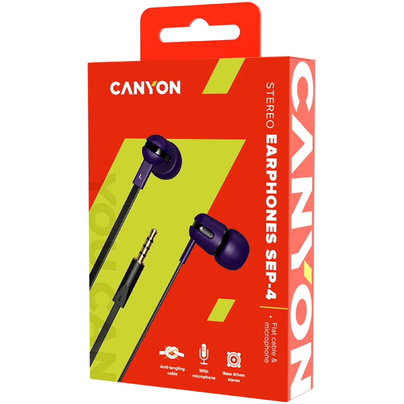 CANYON headphones SEP-4 Mic Flat 1.2m Violet - 1
