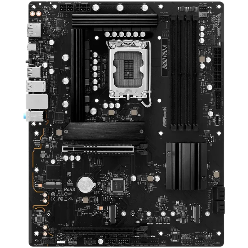 ASROCK MB Desktop B860 PRO-A, S.1851, 4x DDR5, 1x PCIe 5.0 x16, 1x PCIe 4.0 x4, 1x Blazing M.2, 2x Hyper M.2, 4x SATA3, 2x USB-C