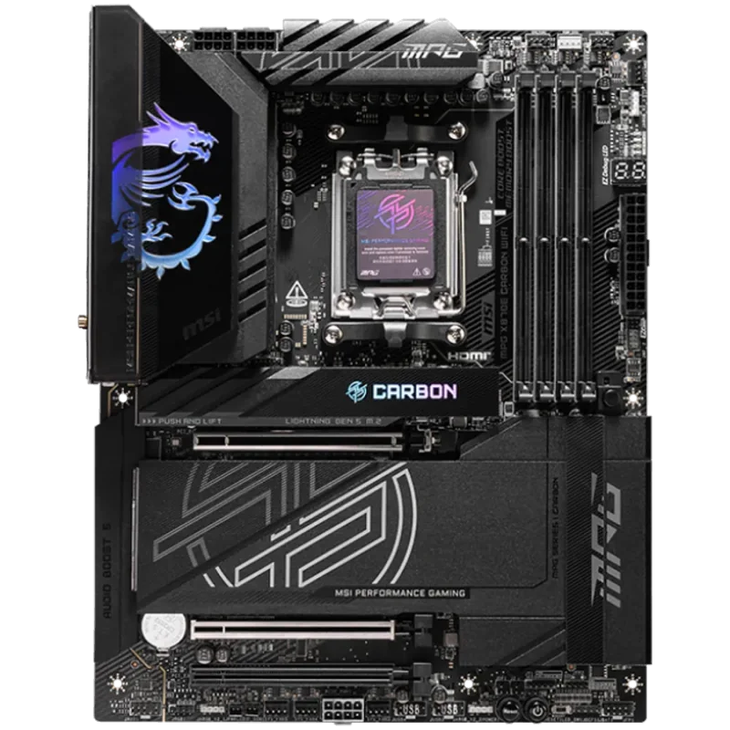 MSI MPG X870E CARBON WIFI, ATX, Socket AM5, 4x DDR5 Dual Channel DDR5 up to 8400(OC)MHz, 3x PCIe 3.0 x16 slot, 4x M.2 slot, 9x U