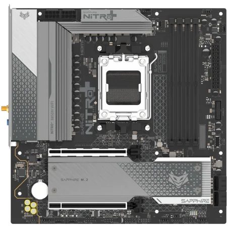 SAPPHIRE AMD B850M AM5 NITRO+ Ryzen R9/R7/R5, 4x DDR5 8000MHz, PCIE 5.0 x 16, 1x M.2 Gen5, 1x M.2 Gen4, LAN 2.5 Gbps, WIFI6, USB