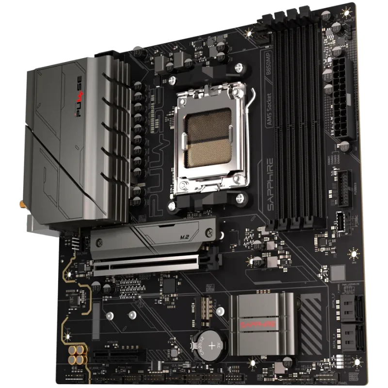 SAPPHIRE AMD B850M AM5 PULSE Ryzen R9/R7/R5, 4x DDR5 7600MHz, PCIE 4.0 x16, 1x M.2 Gen5, 1x M.2 Gen4, LAN 2.5 Gbps, WIFI6, USB, 