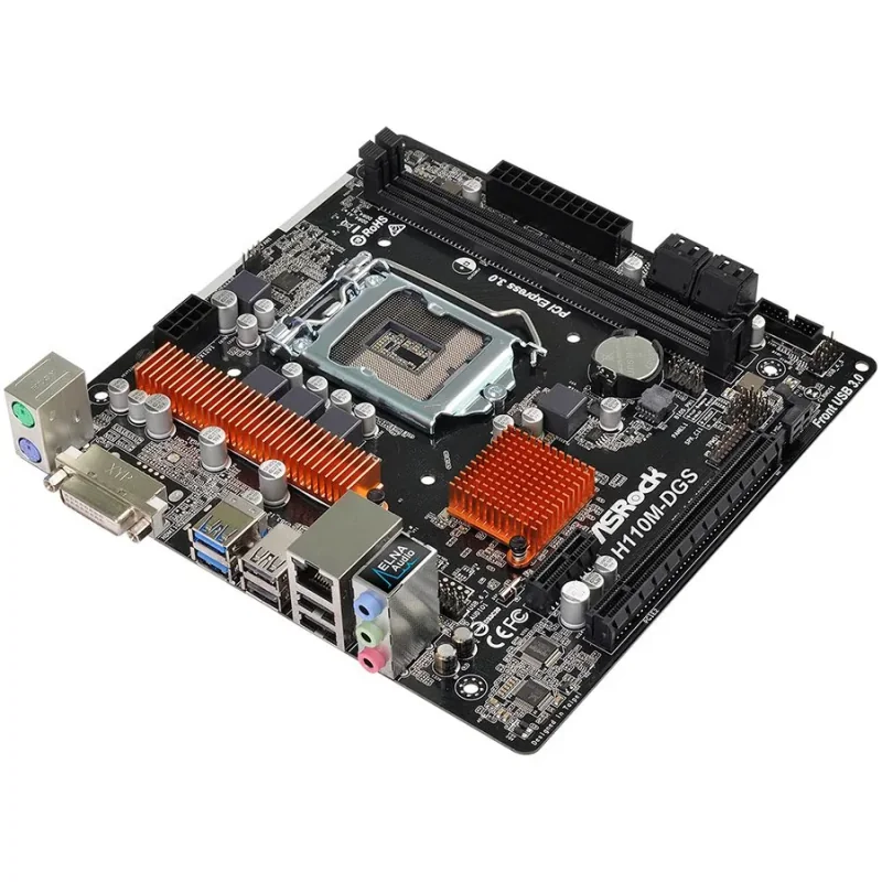 ASROCK Main Board Desktop H110 (S1151, 2xDDR4,1xPCI E 3.0 x16,1xPCI E 2.0x1, SATA III, GLAN, DVD-D, USB3.0)micro ATX retail - 1