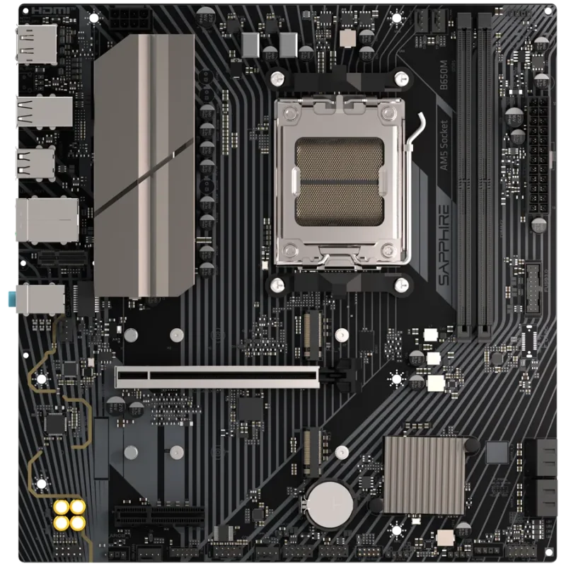 SAPPHIRE AMD B650M-E AM5 Ryzen R9/R7/R5, 2x DDR5 7600MHz, PCIe 4.0 x16, 1x M.2 Gen5, 1x M.2 Gen4, LAN 2.5 Gbps, Micro-ATX - 1