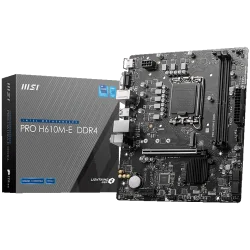 MSI PRO H610M-E DDR4, Micro-ATX, Socket 1700, Dual Channel DDR4 3200(OC)MHz, 1x PCIe x16 slots, 1x M.2 slots, 1x HDMI, 1 x VGA, 