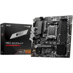 MSI PRO B650M-P,ATX, Socket AM5,AMD B650, 4xDDR5, Dual Channel DDR5 up to 7200+(OC)MHz,1x PCIe 4.0/3.0 x16 slot,2x M.2 slots,2x 
